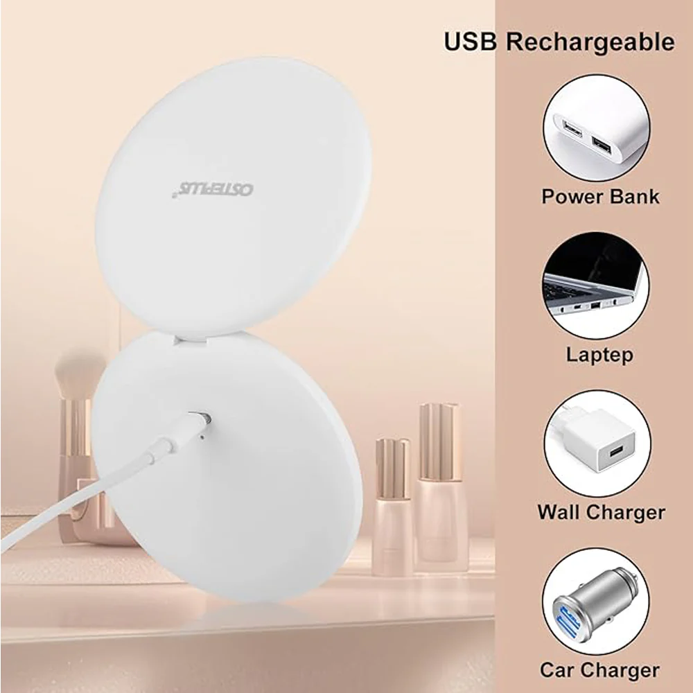 Travel Makeup Mirror With LED Light,  Magnifying Mirror With Light Perfect Wife Birthday Gift Ideas, 3.5 Inches 2 Side Compact Mirror Portable For Handbag, Purse, Pocket - Image 9