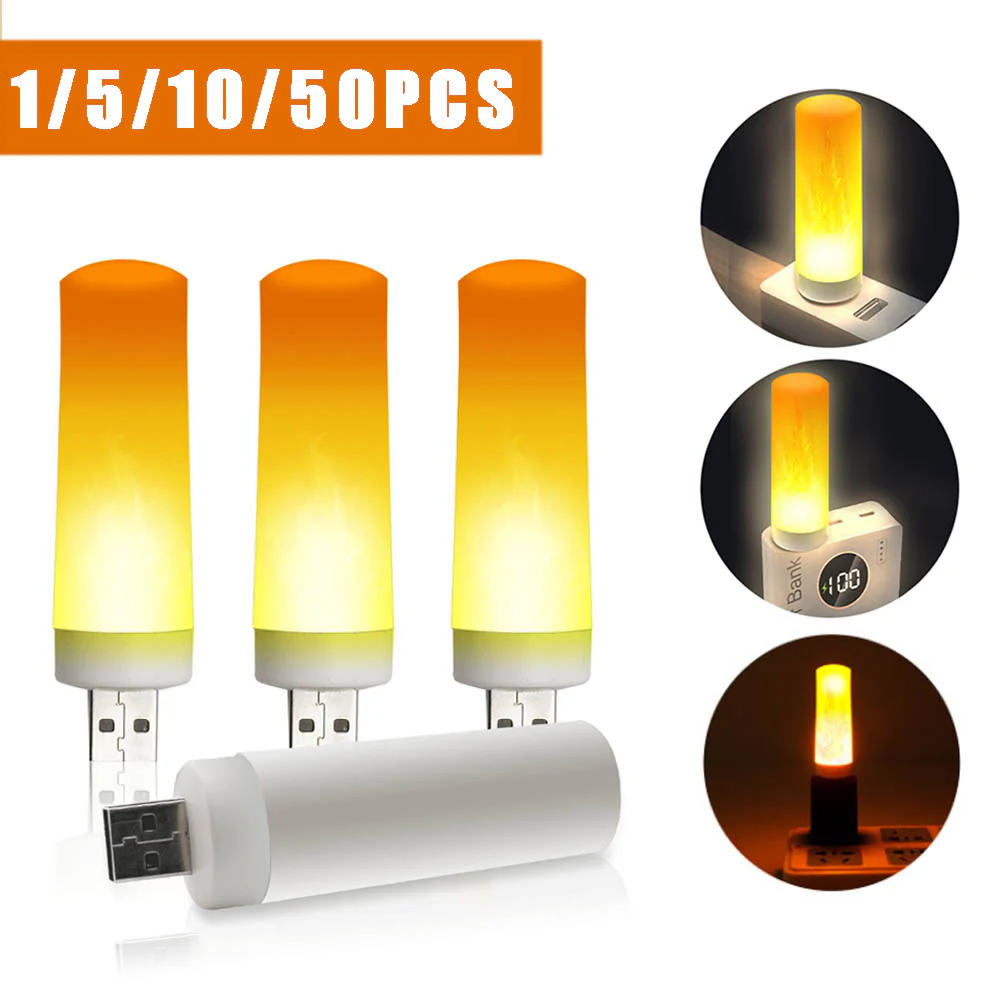 USB Atmosphere Light LED Flame Flashing Candle Lights
