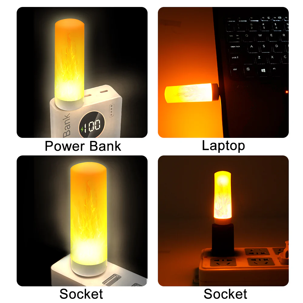 USB Atmosphere Light LED Flame Flashing Candle Lights - Image 2