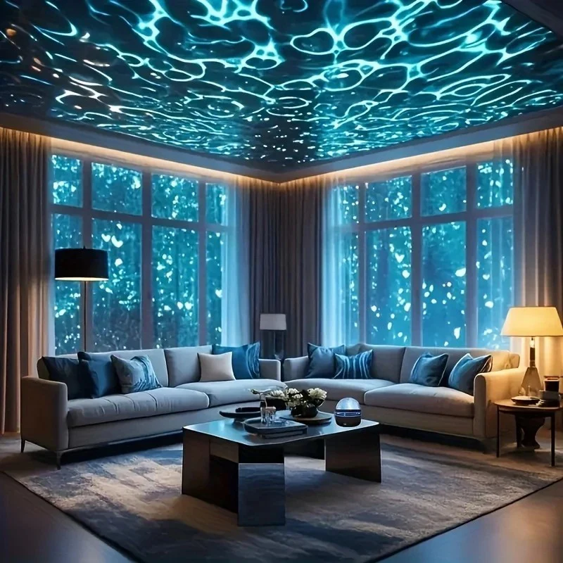Water Ripple Effect Ambient Projection Light - USB-C & Battery-Powered LED Starry Sky Lighting With Remote Control, Color-Changing Mood Light For Bedroom And Living Room, Festival Gift - Image 6