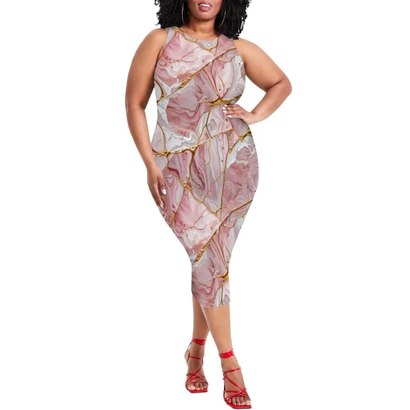 Women Casual Sexy Bodycon Tank Top Round Neck Dress Summer Pencil Sleeveless Basic Midi Club Dresses Beach Party - Image 28
