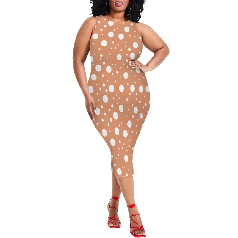 Women Casual Sexy Bodycon Tank Top Round Neck Dress Summer Pencil Sleeveless Basic Midi Club Dresses Beach Party - Image 66
