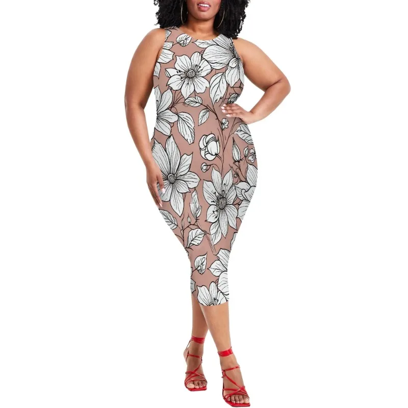 Women Casual Sexy Bodycon Tank Top Round Neck Dress Summer Pencil Sleeveless Basic Midi Club Dresses Beach Party - Image 68