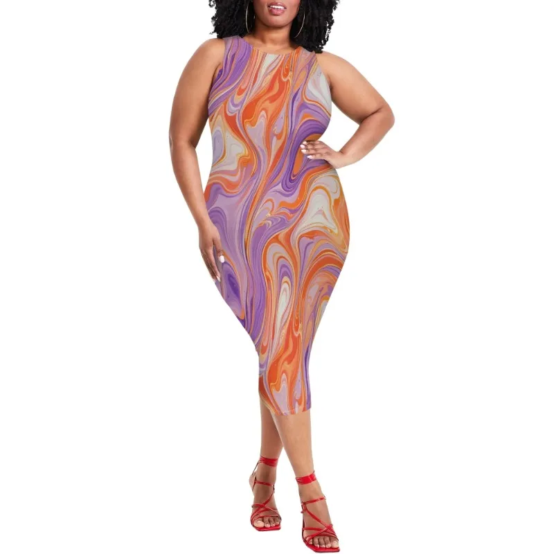 Women Casual Sexy Bodycon Tank Top Round Neck Dress Summer Pencil Sleeveless Basic Midi Club Dresses Beach Party - Image 82