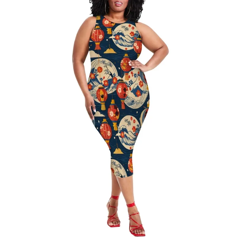 Women Casual Sexy Bodycon Tank Top Round Neck Dress Summer Pencil Sleeveless Basic Midi Club Dresses Beach Party - Image 83