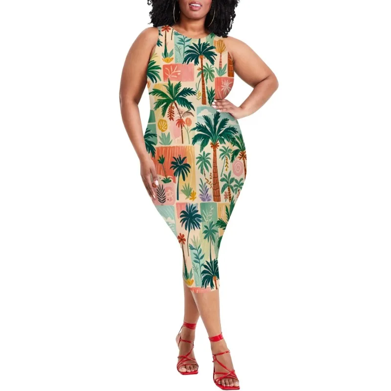 Women Casual Sexy Bodycon Tank Top Round Neck Dress Summer Pencil Sleeveless Basic Midi Club Dresses Beach Party - Image 85