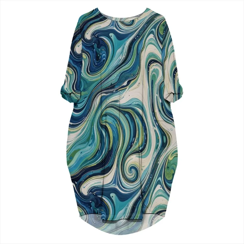 Women's printed loose long sleeved summer plus size dress Cross border Summer New Fashion - Image 15