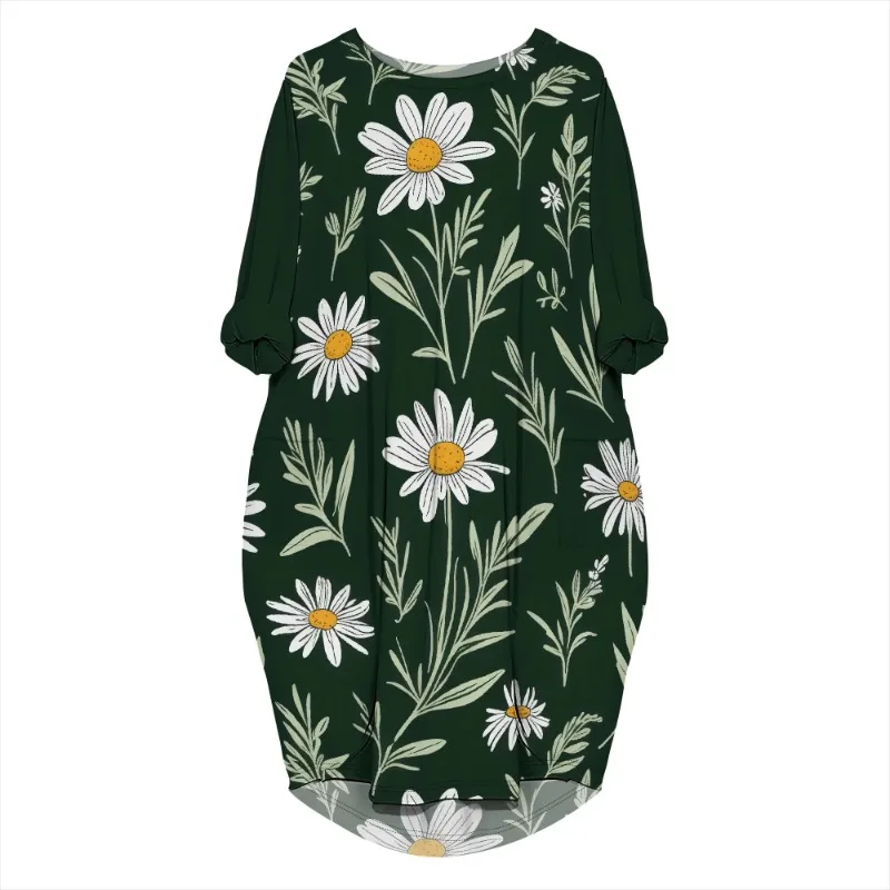 Women's printed loose long sleeved summer plus size dress Cross border Summer New Fashion - Image 24