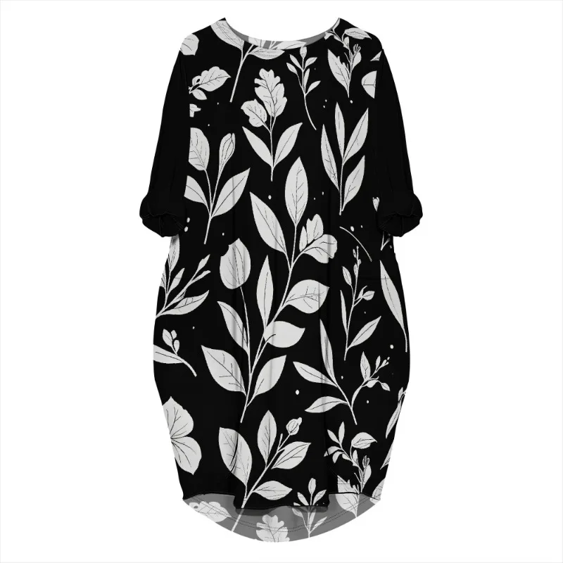 Women's printed loose long sleeved summer plus size dress Cross border Summer New Fashion - Image 25