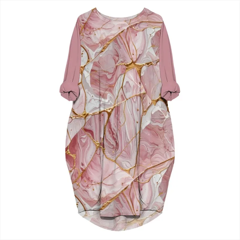 Women's printed loose long sleeved summer plus size dress Cross border Summer New Fashion - Image 56