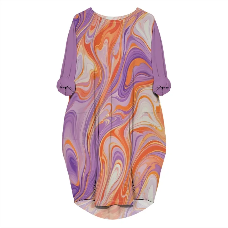 Women's printed loose long sleeved summer plus size dress Cross border Summer New Fashion - Image 6
