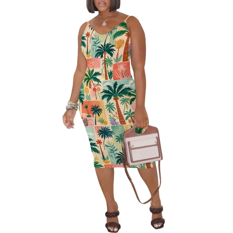 Womens Summer Short Sundress Plus Size Tank Sleeveless T-Shirt Midi Dress Beach Loose Fit Casual Dress - Image 22