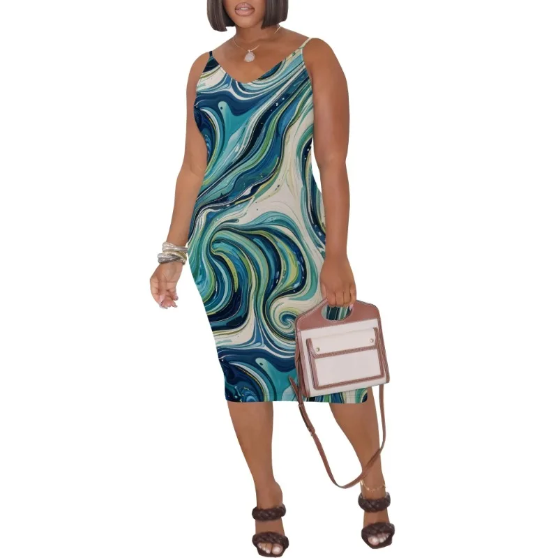 Womens Summer Short Sundress Plus Size Tank Sleeveless T-Shirt Midi Dress Beach Loose Fit Casual Dress - Image 25