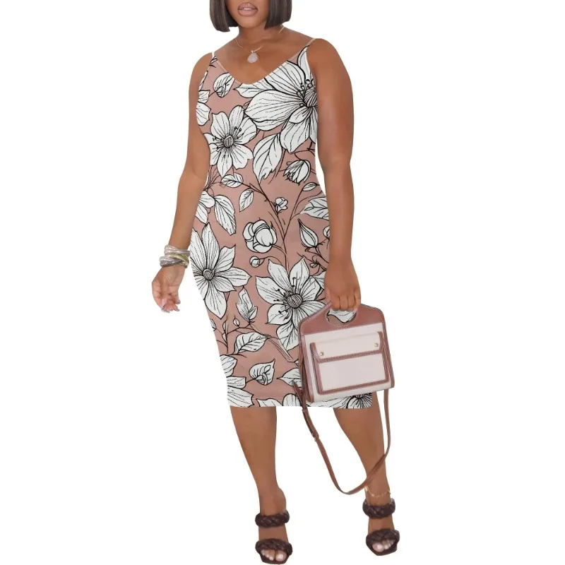 Womens Summer Short Sundress Plus Size Tank Sleeveless T-Shirt Midi Dress Beach Loose Fit Casual Dress - Image 49