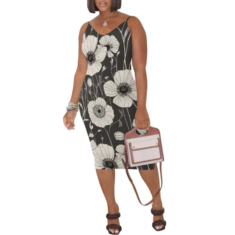 Womens Summer Short Sundress Plus Size Tank Sleeveless T-Shirt Midi Dress Beach Loose Fit Casual Dress - Image 58